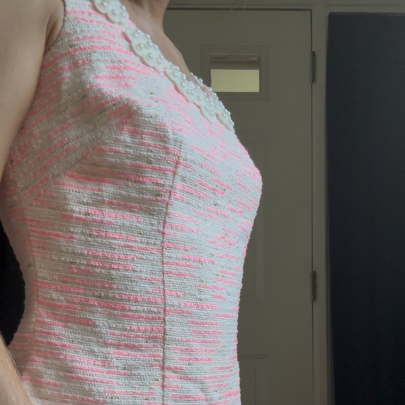 Lilly Pulitzer Pink and White Tweed Boucle and Pearl Nina Dress - Picture 9 of 14